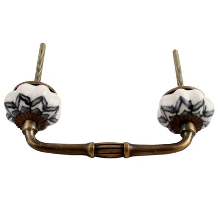 Grey Dahlia Medium Ceramic Bridge Handle